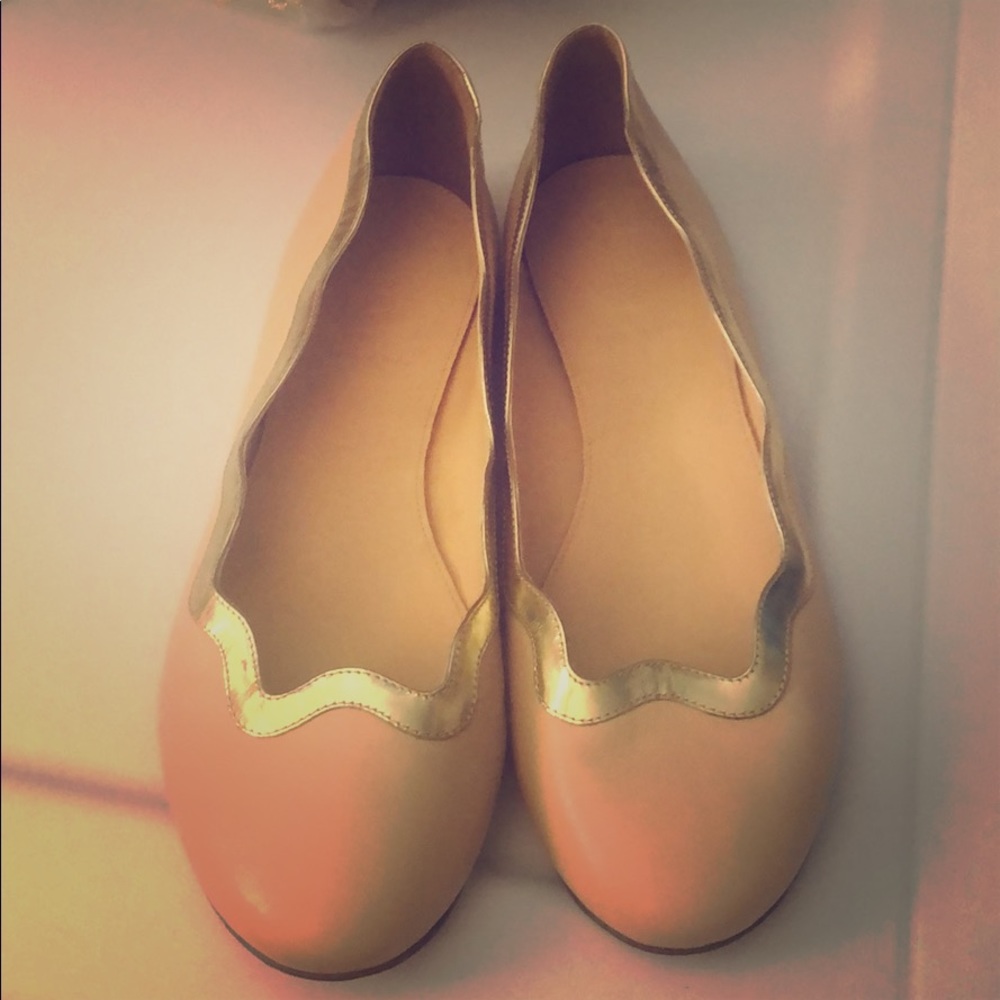 Nude and gold flats